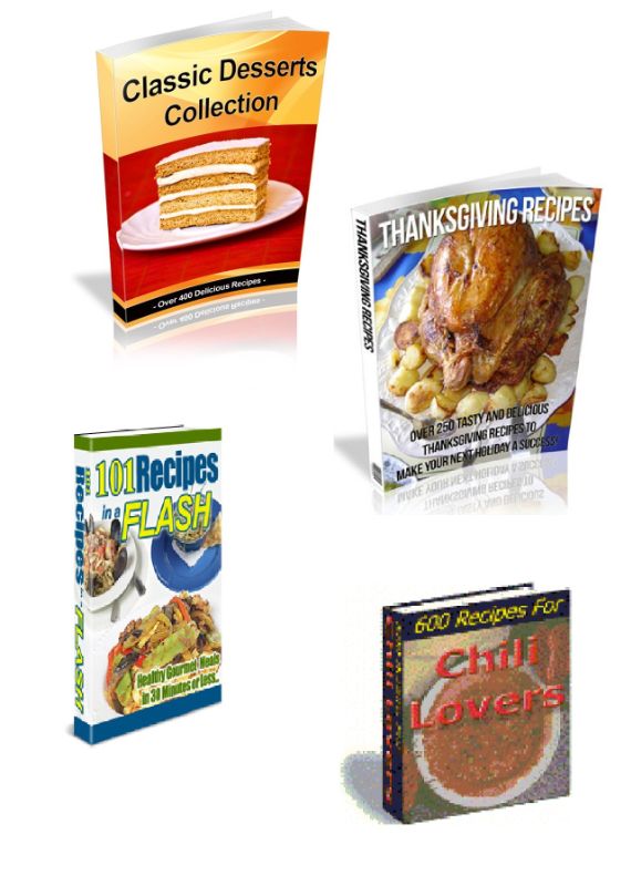 Bundle of Classic Desserts Recipes, Thanksgiving Recipes and 101 Recipes In A Flash and Chili Lovers Recipes